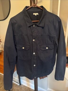 Men's Unlined Cotton Trucker Jacket in Navy